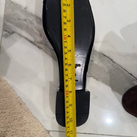 Prada Ciabette Clear Flat Sandals in Argento - Picture 9 of 9